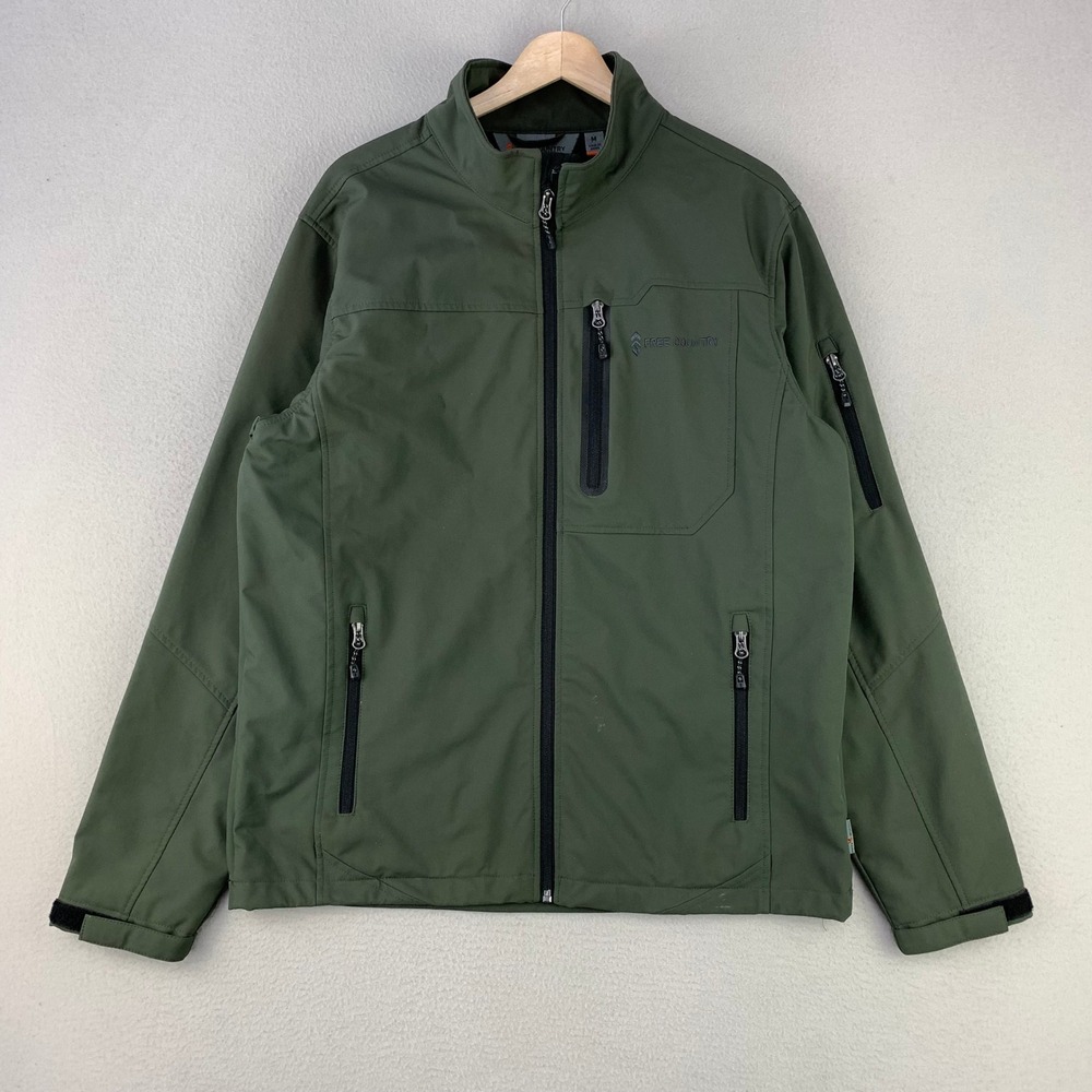 Free Country Softshell Jacket‎ Mens Medium Green Full-Zip Lighweight Performance